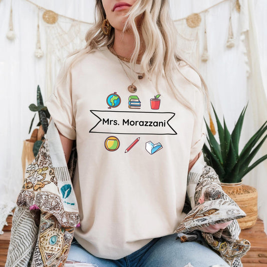 Trendy Custom Teacher Tee – Personalized Classroom Icons Shirt for Stylish Educators