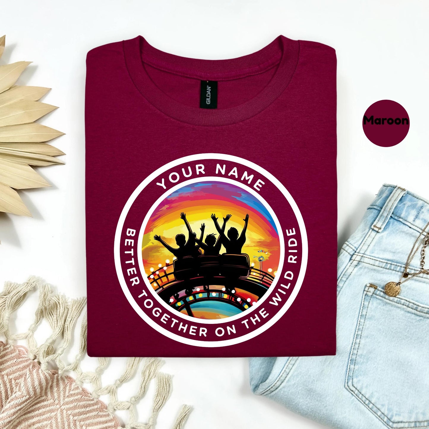 Custom Roller Coaster Best Friend Shirt • Wild Ride Group Tee • Personalized Girls Trip Amusement Park T-Shirt 2025