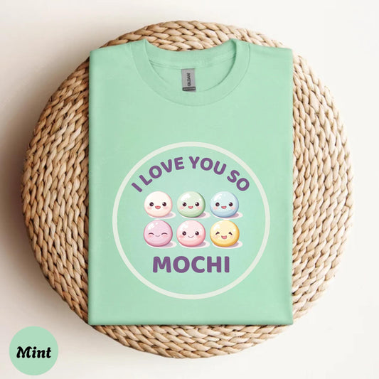 Kawaii Japanese Food Tee, Pastel Aesthetic MOCHI Shirt for Foodies, Anime Fans & TikTok Girls, Cute Soft Style T-shirt for Streetwear Look