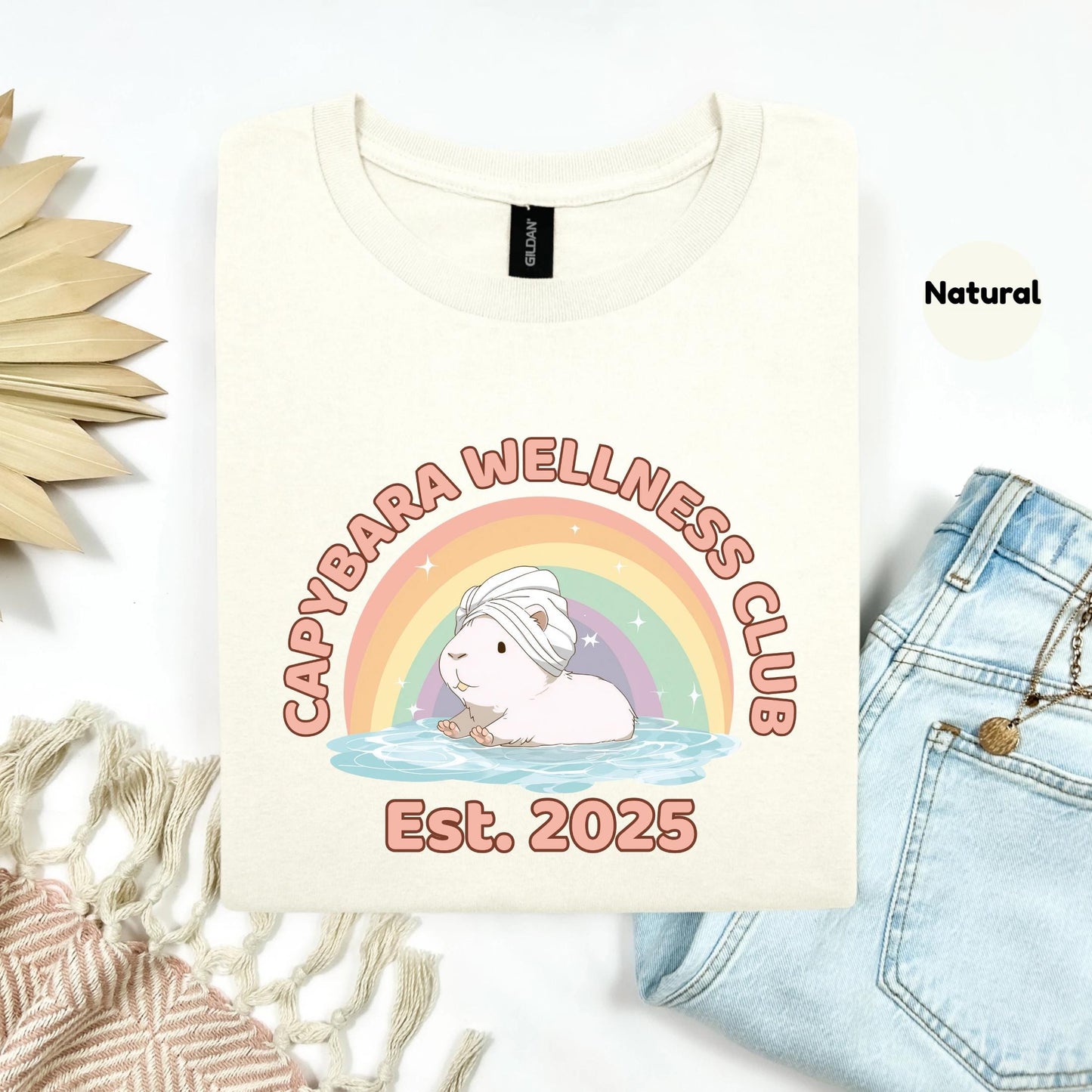 Capybara Wellness Club Shirt Cute Spa Animal Tee Rainbow Self Care T-Shirt Mental Health Gift Women AA30