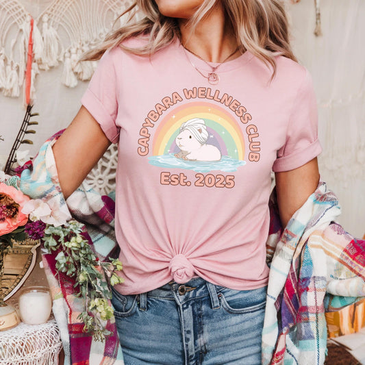 Capybara Wellness Club Shirt Cute Spa Animal Tee Rainbow Self Care T-Shirt Mental Health Gift Women AA30