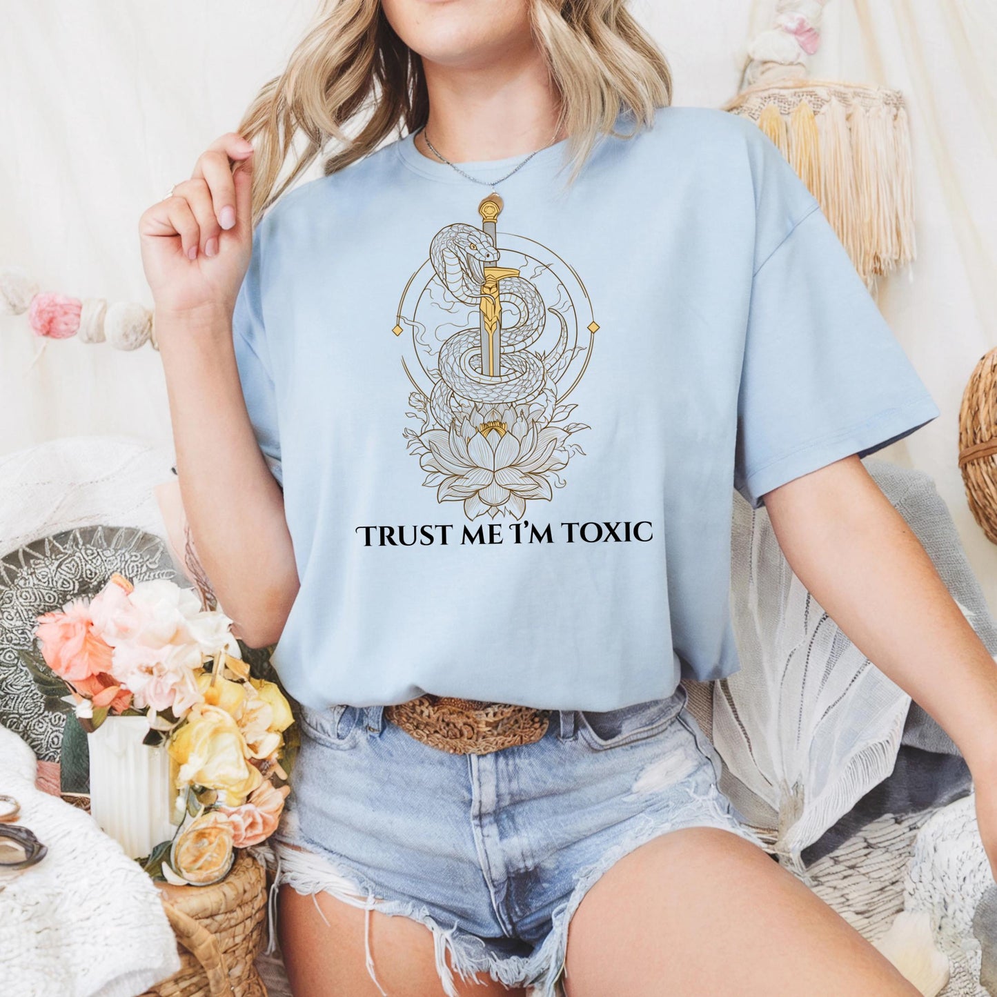 Trust Me I'm Toxic Snake Sword Shirt, Y2K Dark Academia Graphic Tee, Edgy Aesthetic Gift for Women and Teens AA15