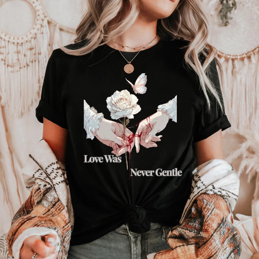 Gothic Love Shirt with Rose and Red Thread, Emotional Heartbreak Tee, Aesthetic Dark Romantic Graphic Shirt AA45