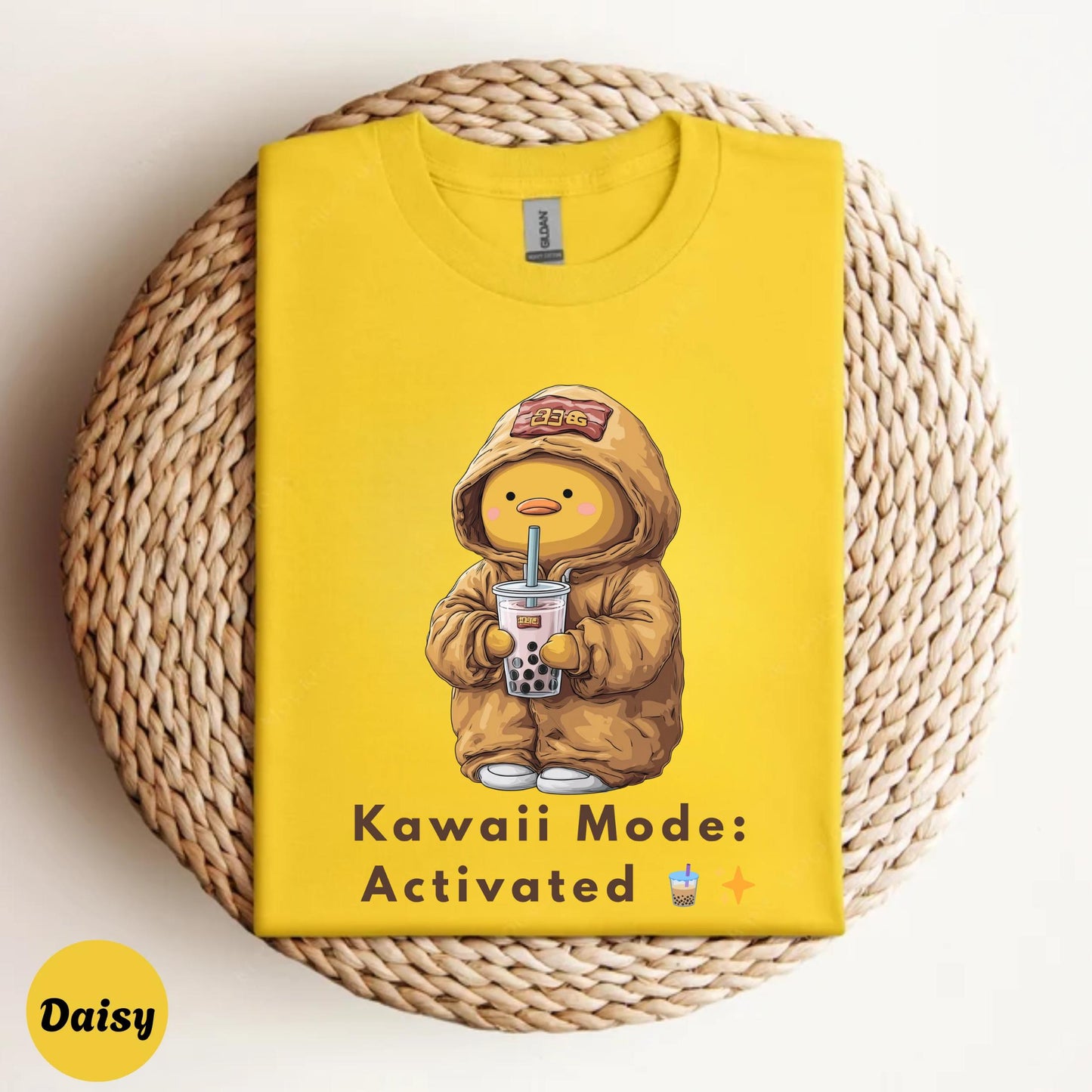 Cute Couple Boba Shirt - Cozy Duck in Hoodie Graphic Tee - Kawaii Mode Activated Funny Gift for Boyfriend or Girlfriend AA62