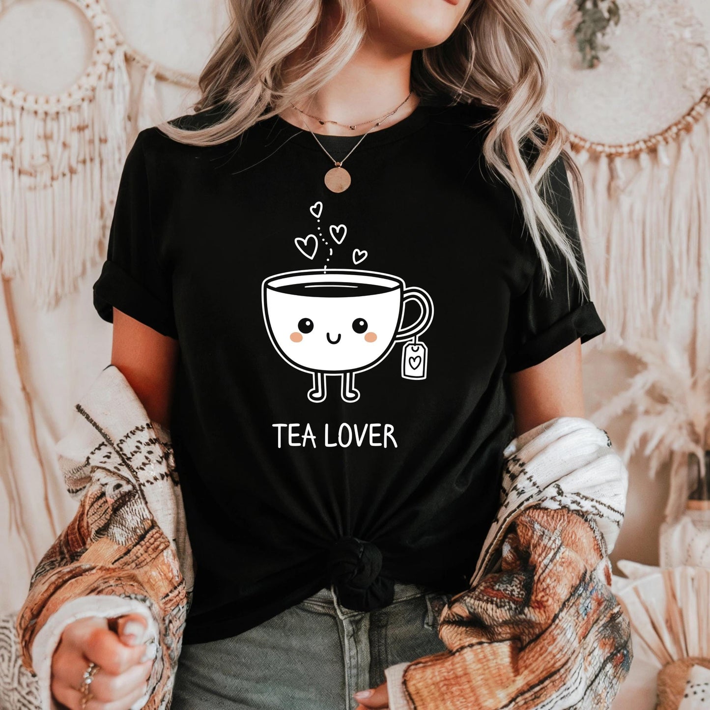 Tea Lover Kawaii Shirt – Cute Cartoon Mug Graphic Tee for Women, Cozy Pastel Outfit, Tea Gift for Homebody Girls AA78