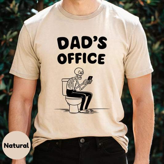 Funny Dad’s Office Skeleton Shirt – Toilet Humor T-Shirt for Dads, Sarcastic Father’s Day Gift, Lazy Dad Graphic Tee AA86