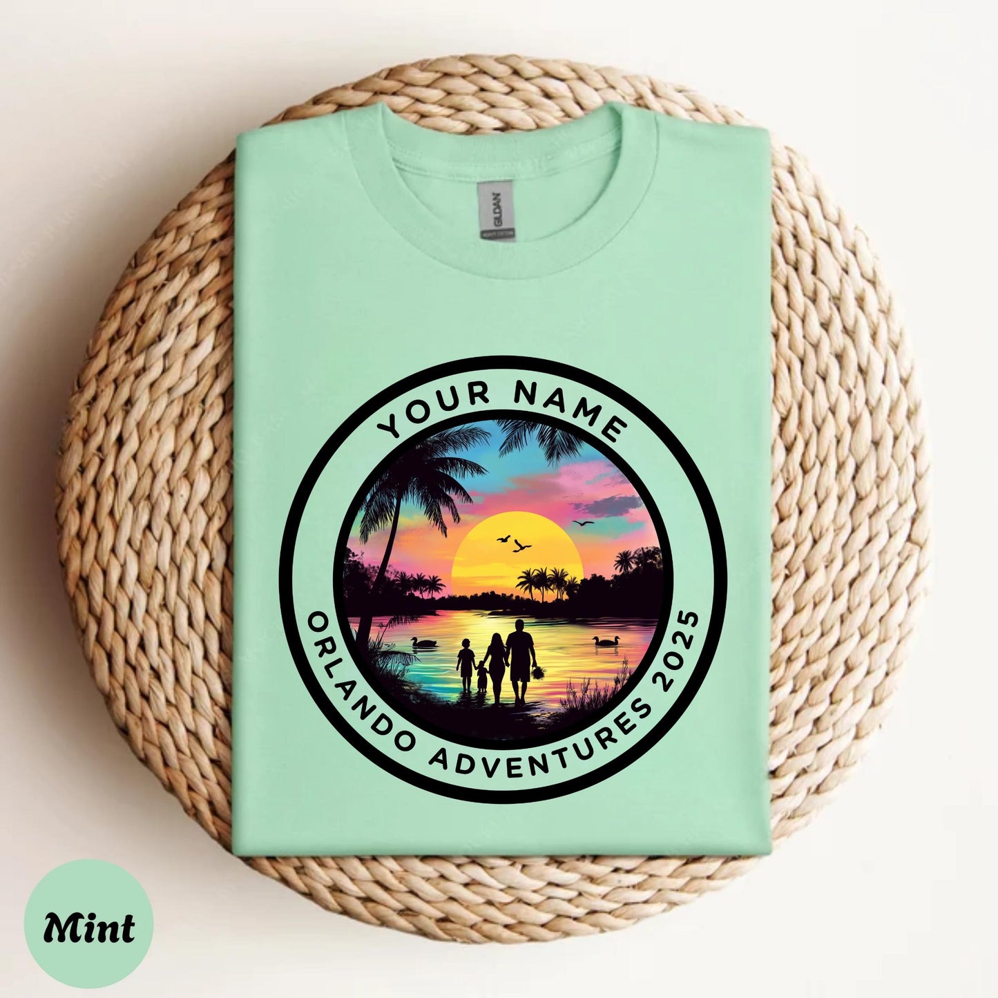 Orlando Vacation Shirt 2025, Sunset Beach Family Adventure Tee, Personalized Matching Trip Shirt
