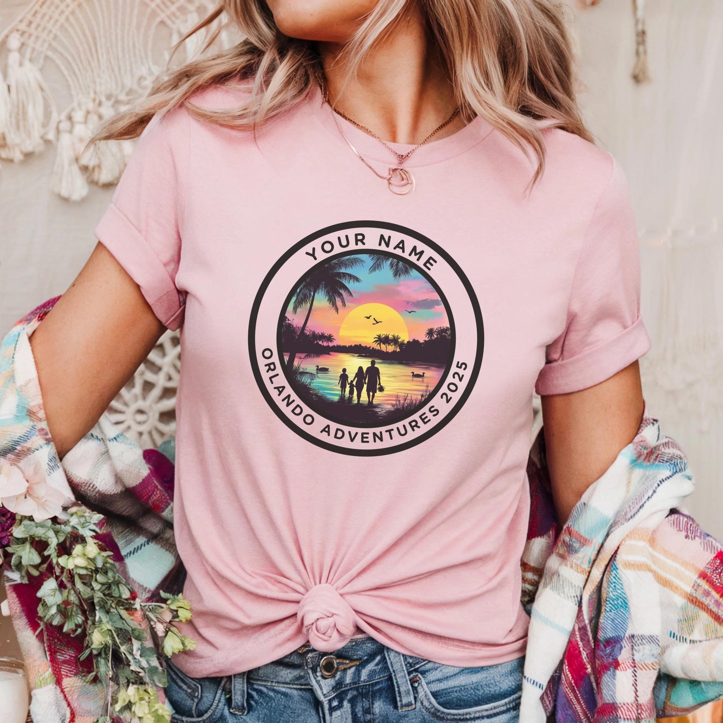 Orlando Vacation Shirt 2025, Sunset Beach Family Adventure Tee, Personalized Matching Trip Shirt
