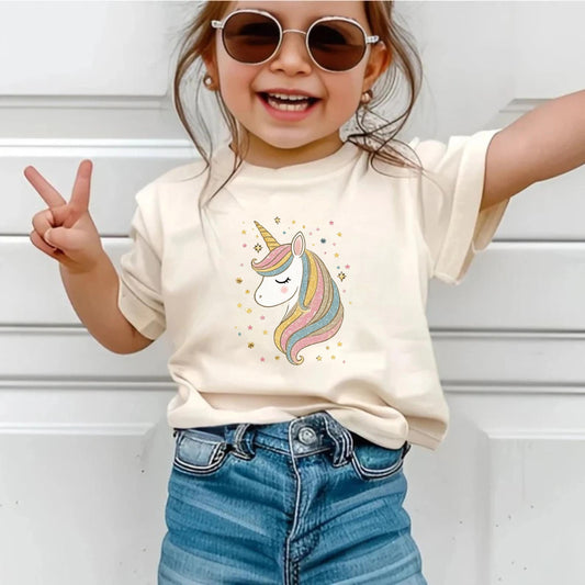 Pastel Glitter Unicorn Shirt for Women - Boho Rainbow Aesthetic Tee with Sparkle Stars, Cute Magical Graphic Gift AA102