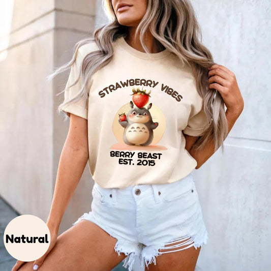 Funny Strawberry Beast Shirt, Berry Vibes Aesthetic Tee, Y2K Fruitcore Graphic Top, Cute Food Meme Shirt, Kawaii Gift Idea 2506A001