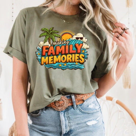 Couple Travel Shirt, Making Family Memories Tee, Summer Matching Group Shirt, Funny Beach T-Shirt, Vacation Adventure Tee 2506B001