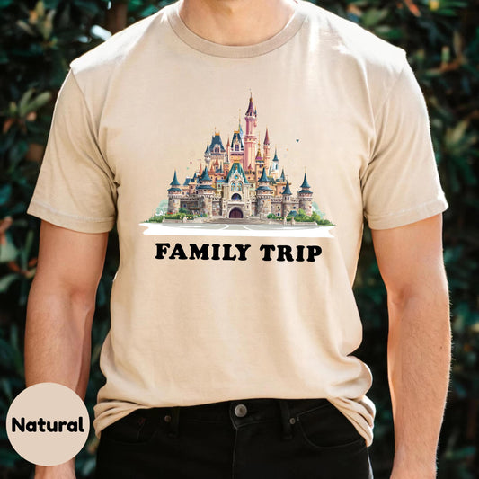 Family Trip Matching Tee for Travel Groups, Whimsical Castle Vacation Shirt, Reunion Outfit Idea, Family Travel Gift 2506B007