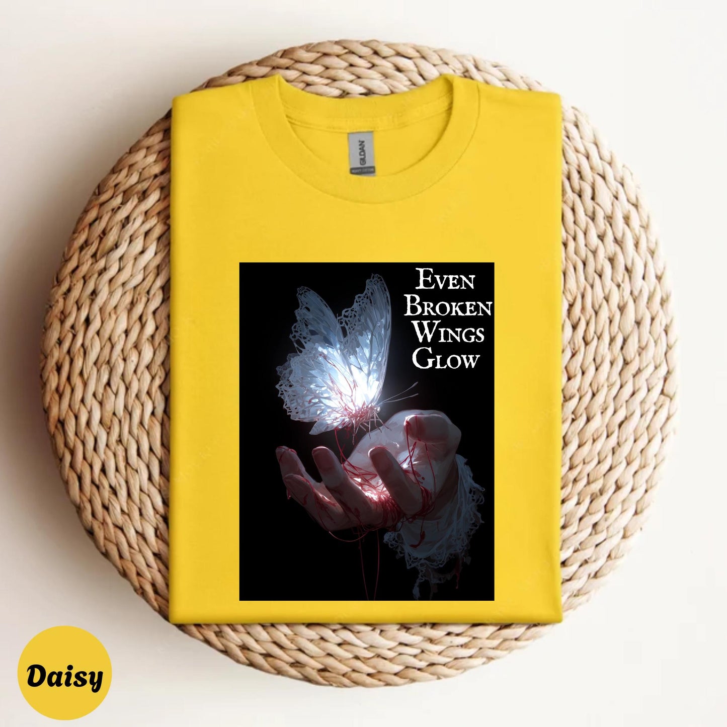 Emotional Goth Butterfly Shirt Even Broken Wings Glow T-Shirt for Healing Souls Dark Aesthetic Tee for Women and Men AA44