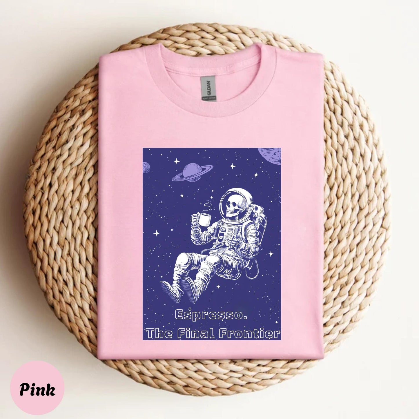 Espresso Astronaut Shirt Funny Space Coffee Tee for Men Galaxy Skeleton Humor Gift for Sci-Fi and Caffeine Lovers AA40