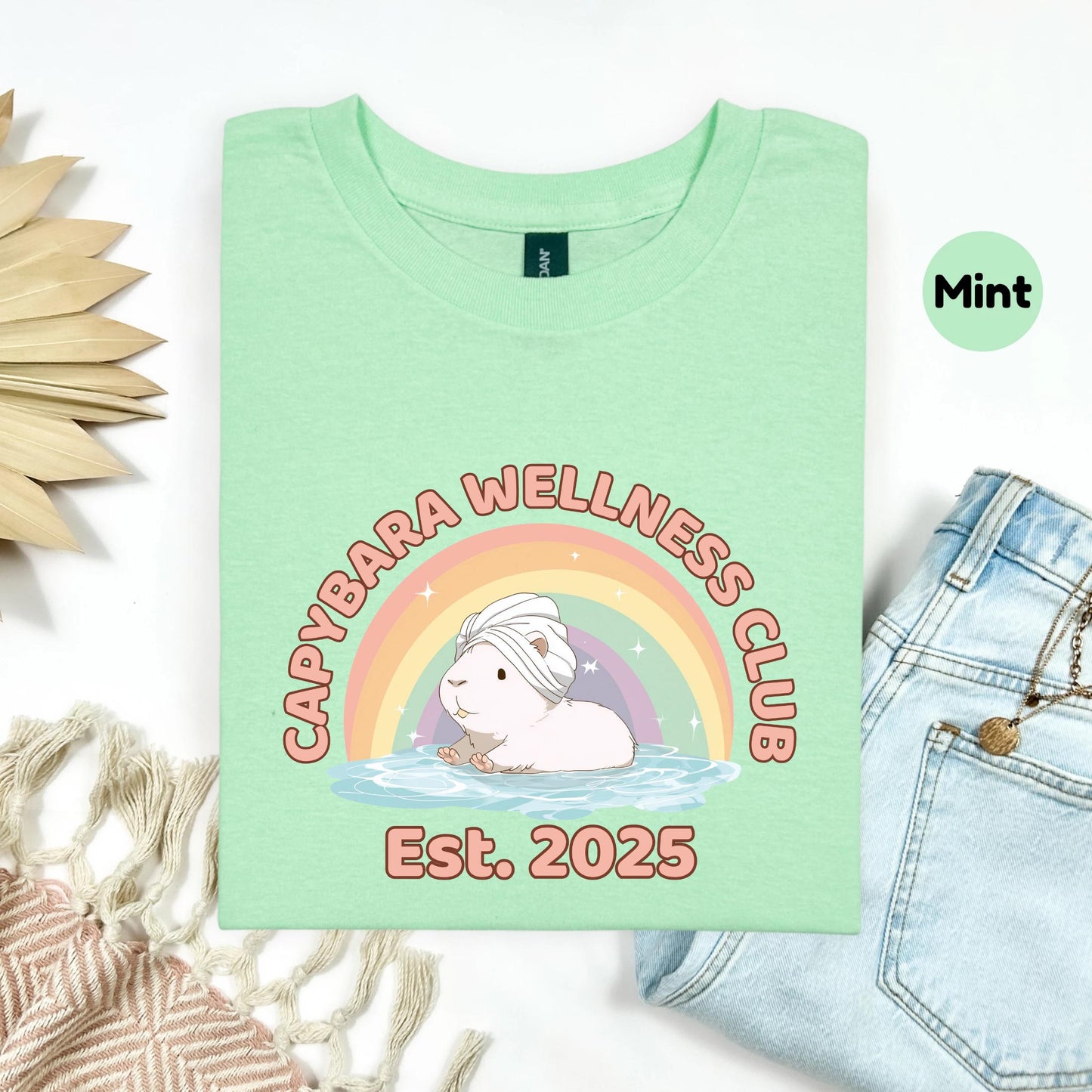 Capybara Wellness Club Shirt Cute Spa Animal Tee Rainbow Self Care T-Shirt Mental Health Gift Women AA30
