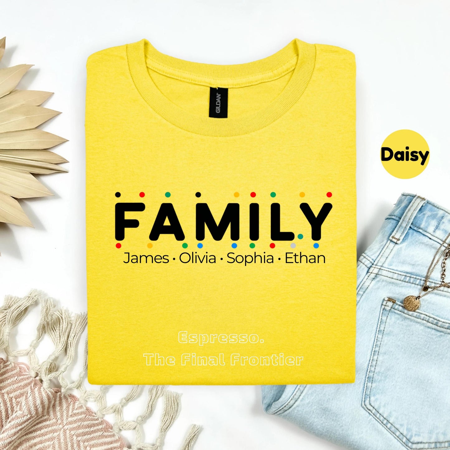 Funny Custom Family Shirts with Names, Holiday Matching Tee Set, Friends TV Inspired Design for Kids and Parents AA51