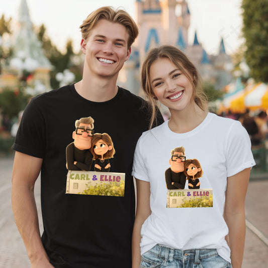 Romantic Couple Matching T-Shirts – Cute Cartoon Love Outfit for Him and Her – Anniversary or Everyday Couple Gift Idea  AA104