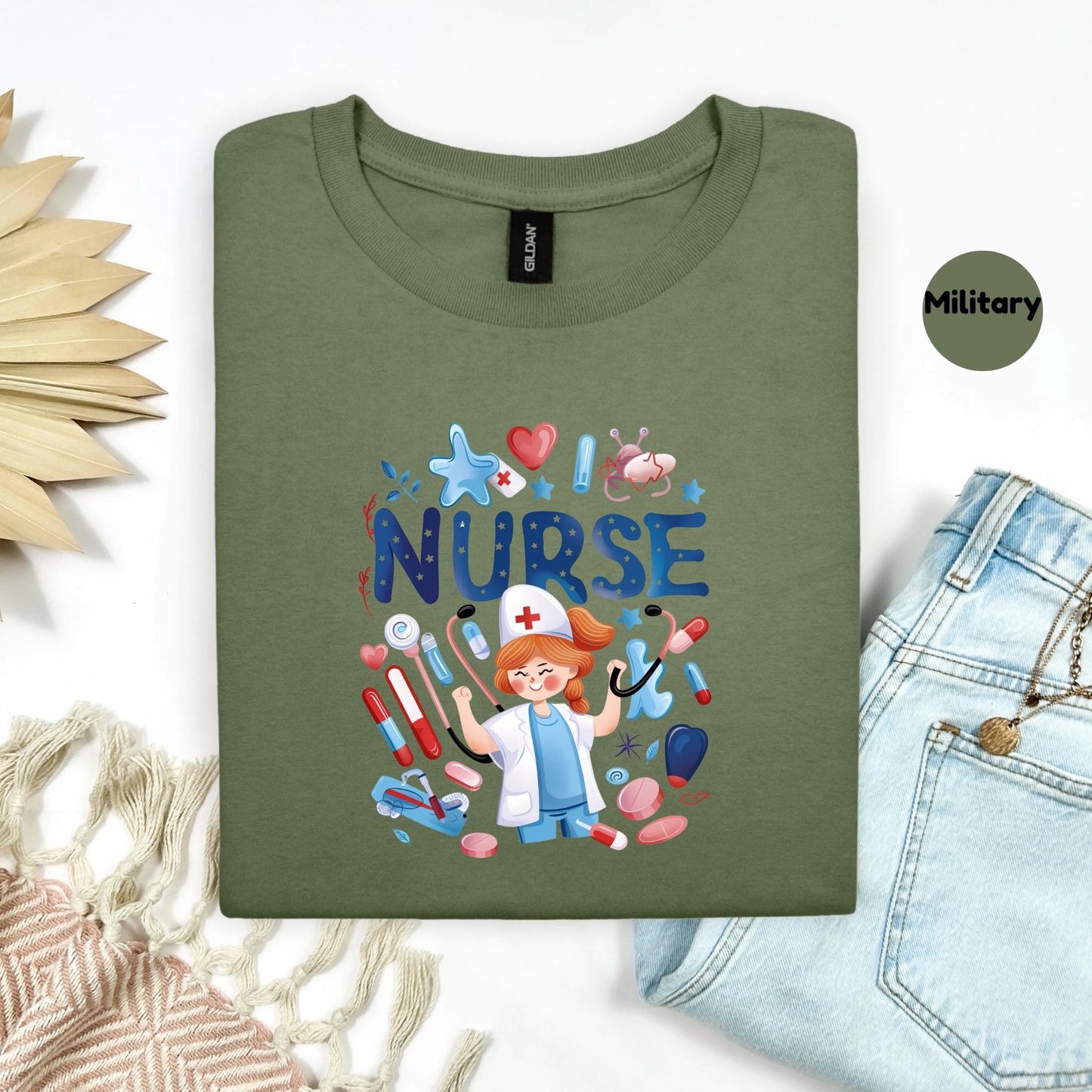 Thank You Nurse Shirt Cheerful Medical Cartoon Tee RN Appreciation Gift for Women Cute Healthcare Worker TShirt Idea AA112