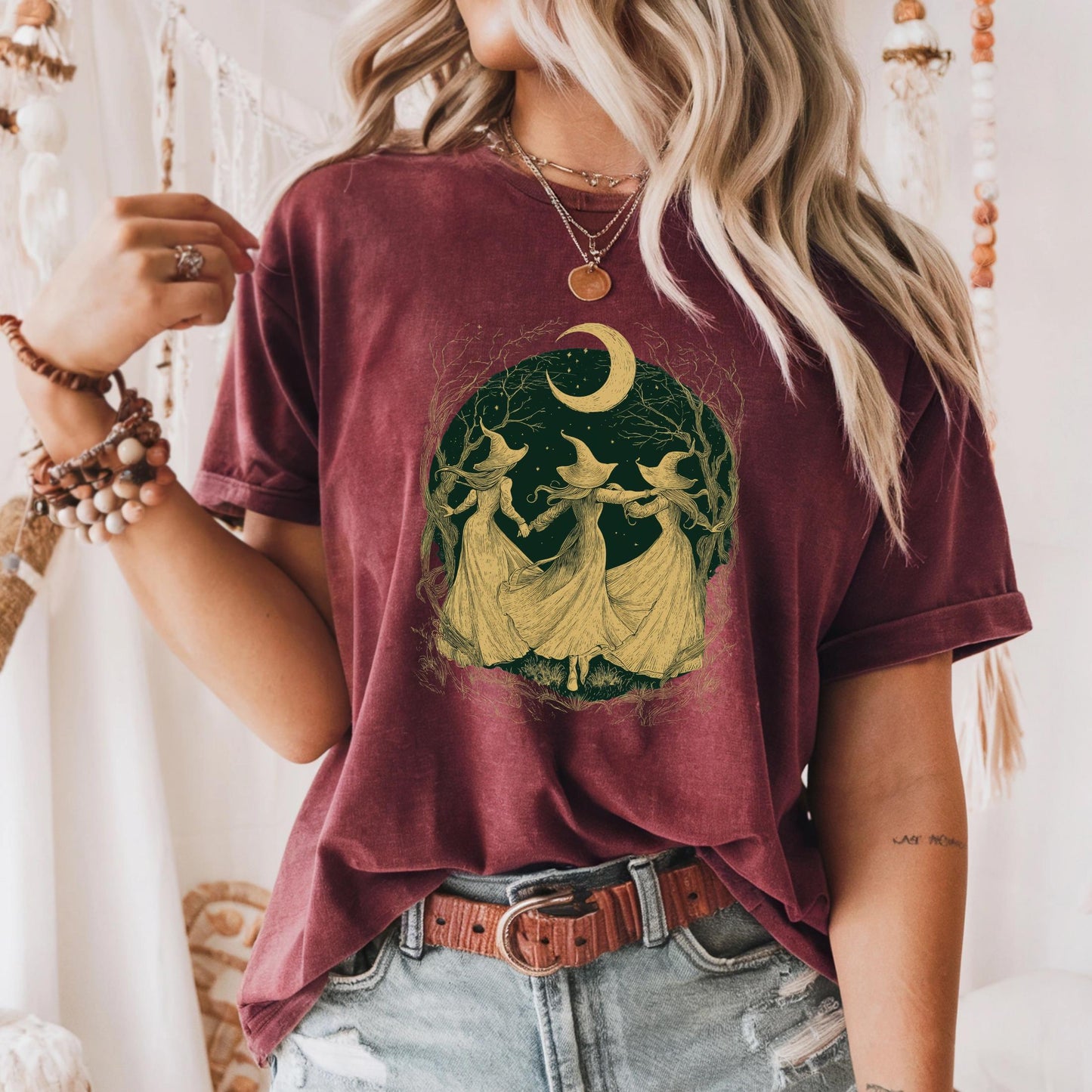 Halloween Witchy Tee – Girls Support Girls Shirt – Witchy Women Graphic T-Shirt – Halloween Witch Empowerment Shirt  AA130