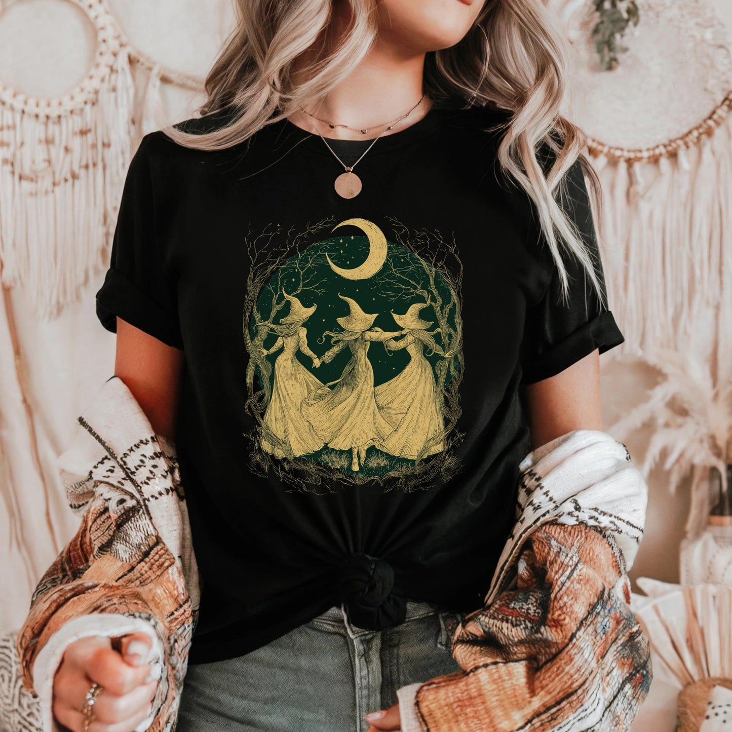 Halloween Witchy Tee – Girls Support Girls Shirt – Witchy Women Graphic T-Shirt – Halloween Witch Empowerment Shirt  AA130