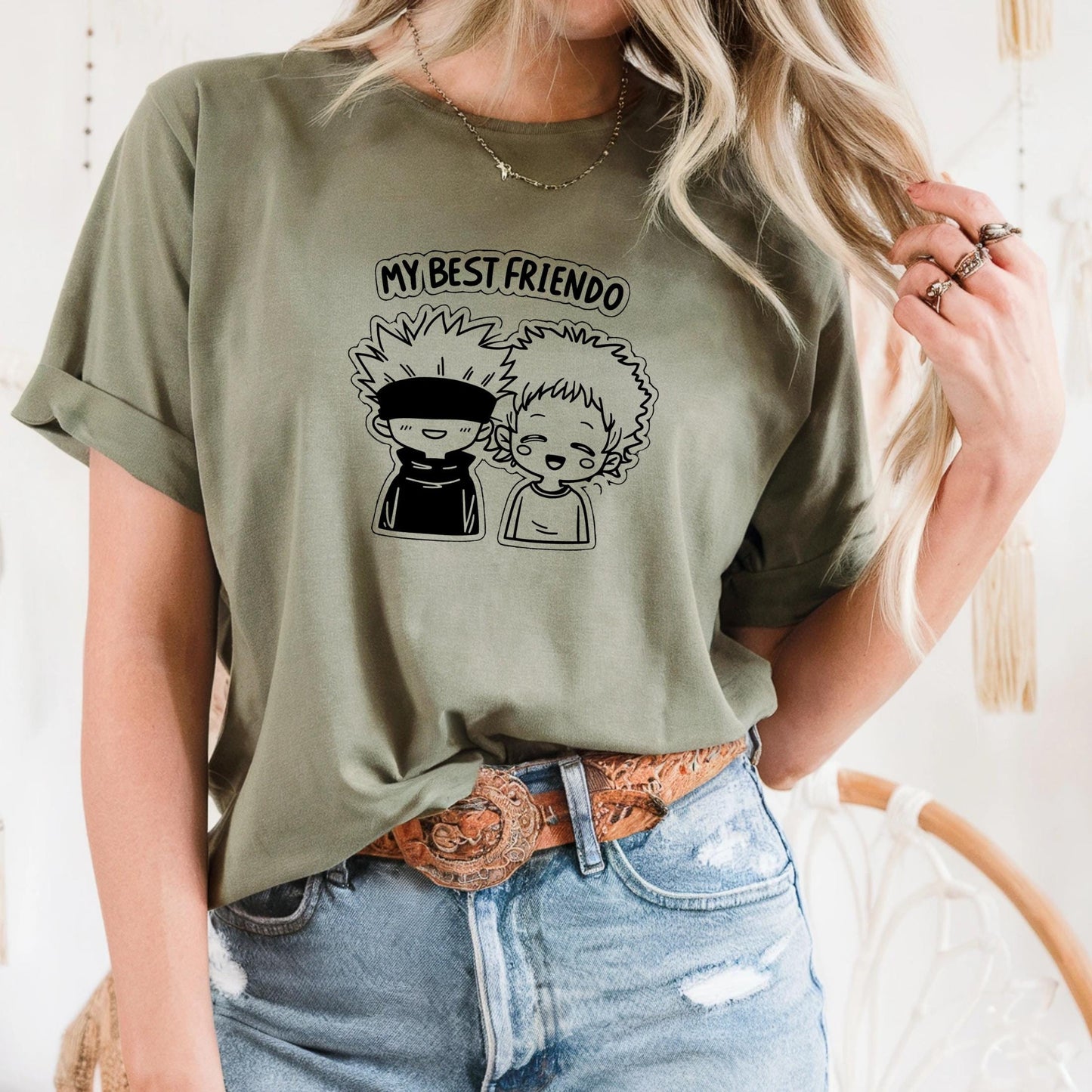 Funny Anime Friendship Tee – My Best Friendo T-Shirt – Cartoon Bestie Gift – Matching Couple or Best Friend Graphic Shirt  AA131