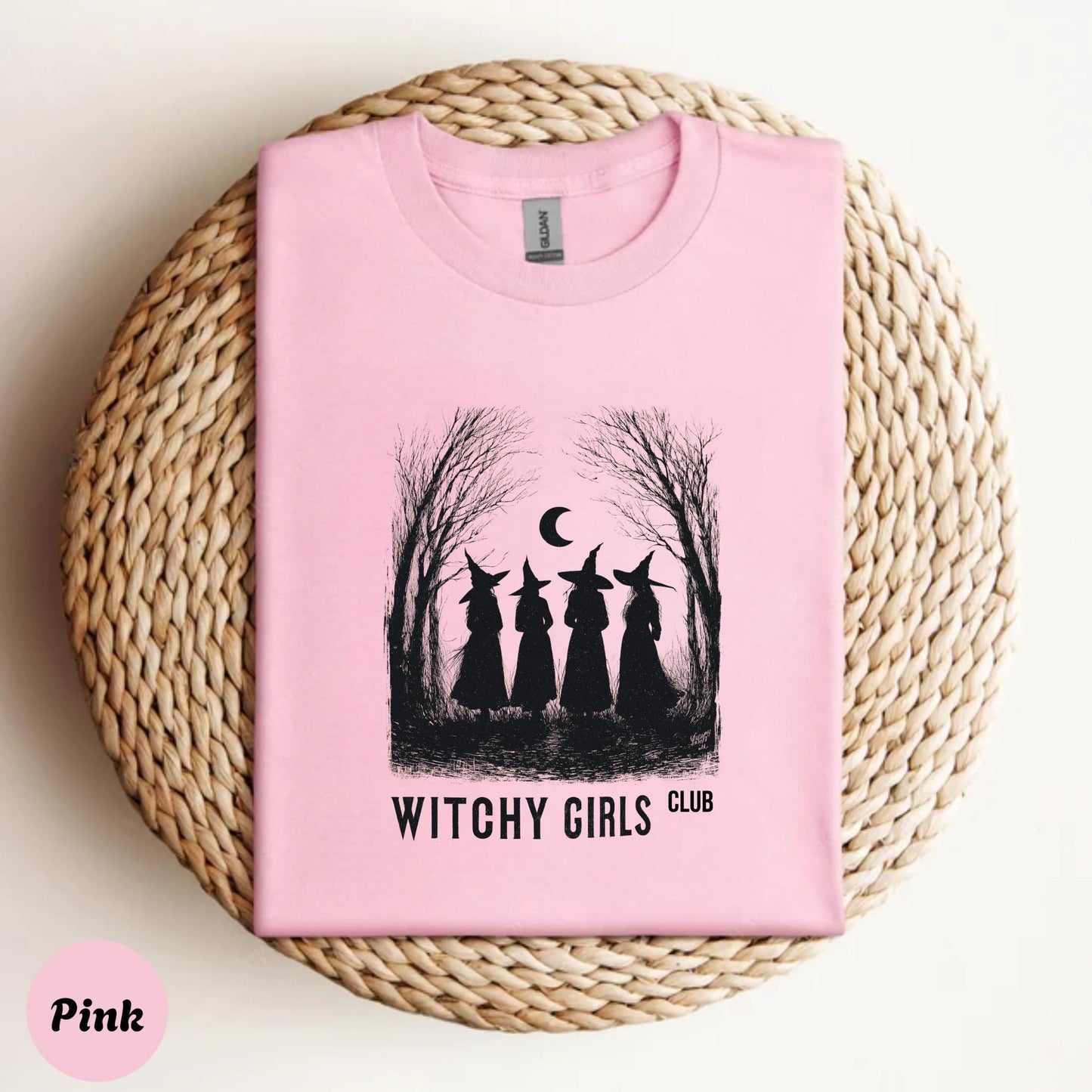 Witchy Girls Club Shirt – Retro Witch T-Shirt for Women – Cute Halloween-Inspired Witchy Tee – Magical Club Shirt AA134
