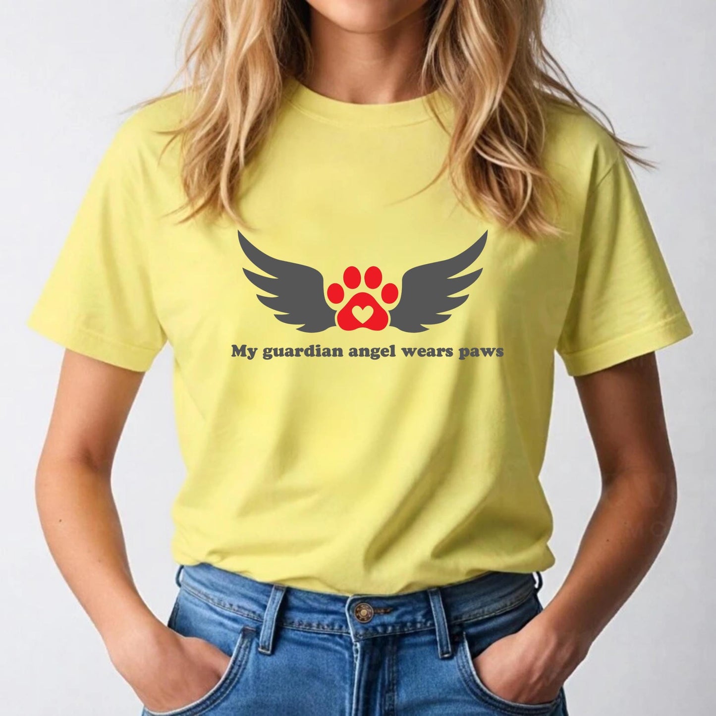 Pet Memorial Shirt – My Guardian Angel Wears Paws Tee – Dog Loss Gift – Pet Heaven Tribute Shirt – Dog Mom Grief Tee AA141