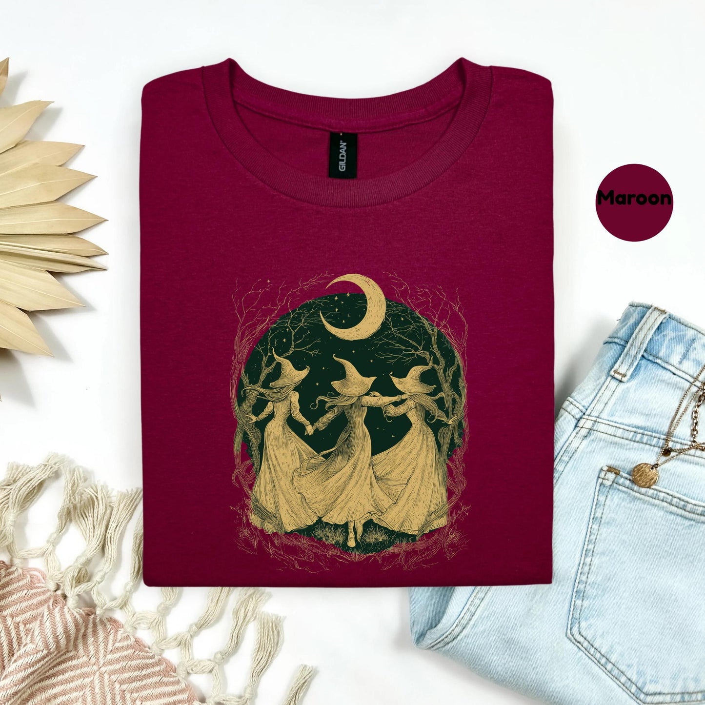 Halloween Witchy Tee – Girls Support Girls Shirt – Witchy Women Graphic T-Shirt – Halloween Witch Empowerment Shirt  AA130