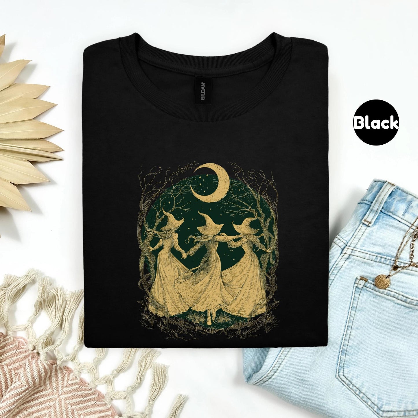 Halloween Witchy Tee – Girls Support Girls Shirt – Witchy Women Graphic T-Shirt – Halloween Witch Empowerment Shirt  AA130